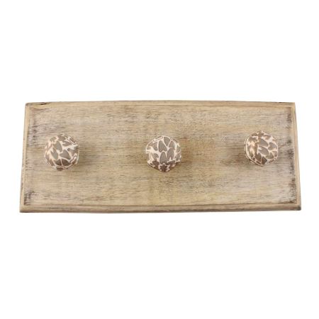 Grey Hexagon Small Ceramic Wooden Hook